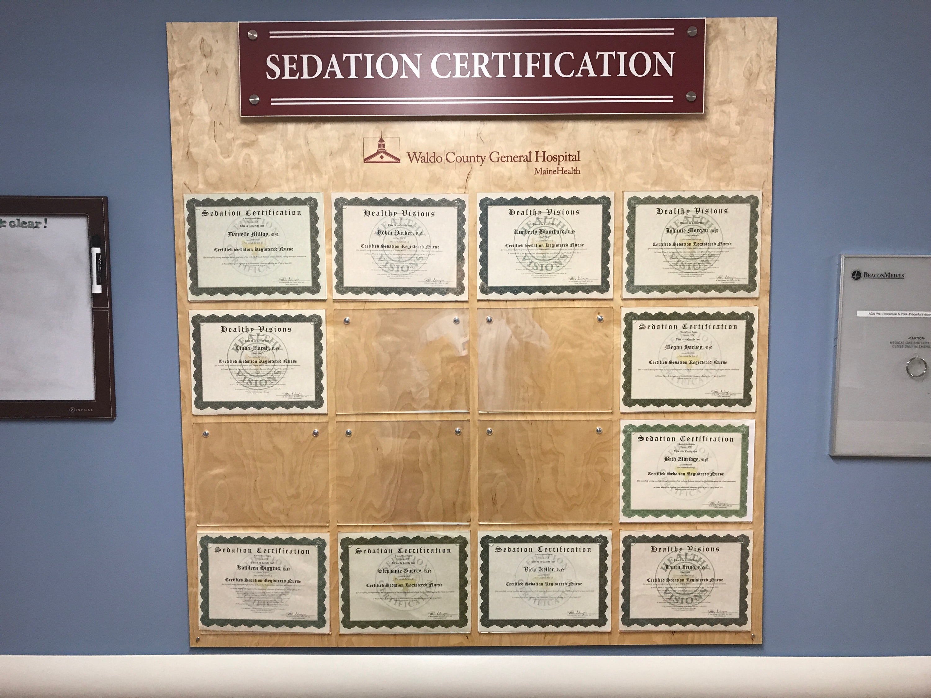 Waldo County General Hospital Information Board for Certifications