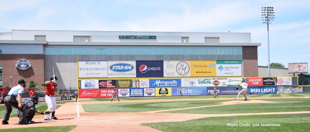 Erie SeaWolves Baseball Outfield Signage