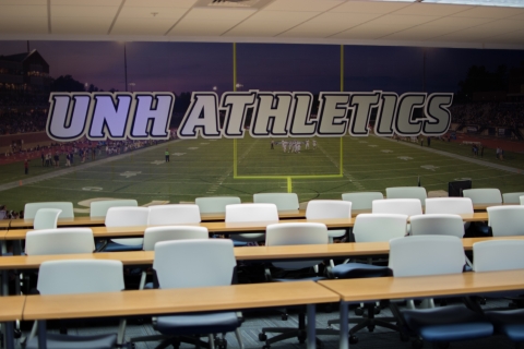UNH dimensional lettering and adhesive wall mural