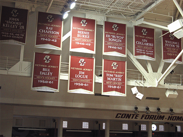 Boston College Retired Number Banners Left