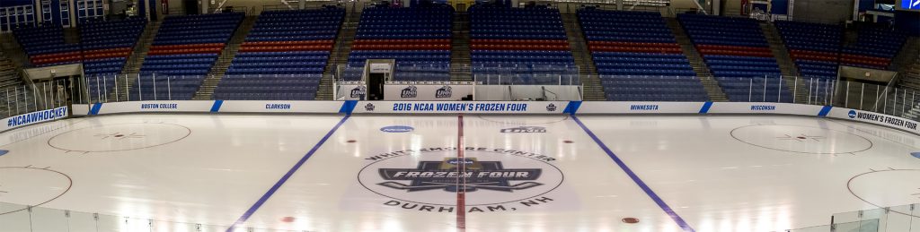 NCAA frozen four under ice logo and dasher board hockey graphics