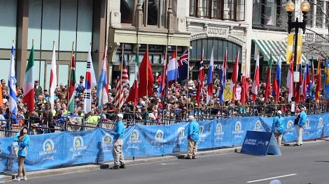 boston marathon event mesh and custom flags