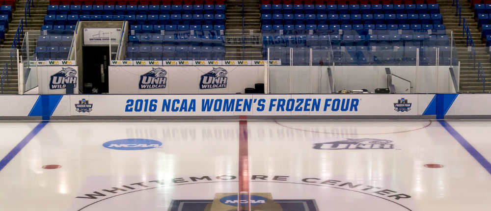 UNH frozen four temporary signage
