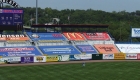 large banner at baseball stadium