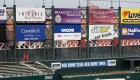 large banner billboard at baseball stadium