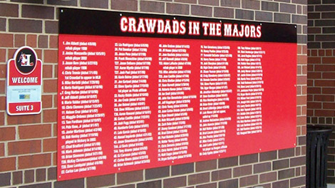 hickory crawdads stadium signage