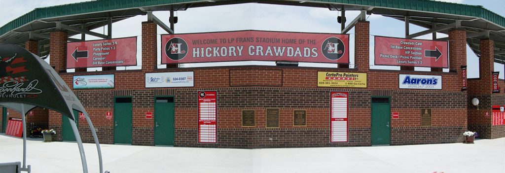 hickory crawdads mesh banners