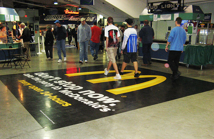 Floor graphics at concourse of Florida Everblades arena