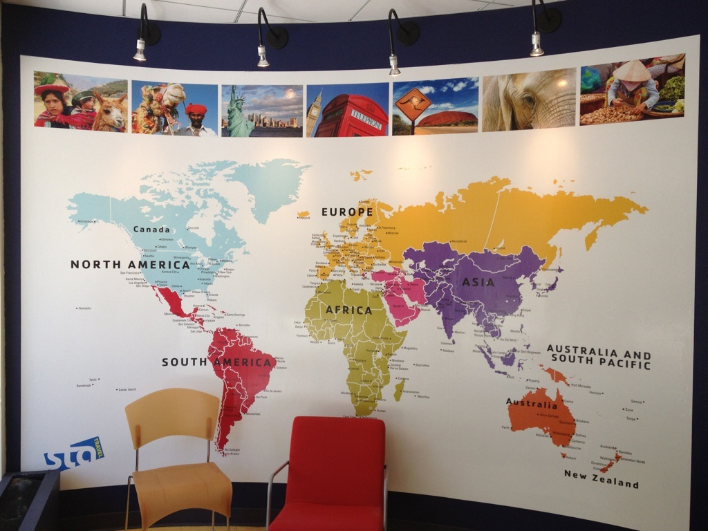 STA Travel World Map Wall Mural