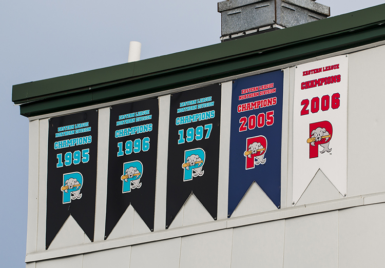 Championship banners at Portland Sea Dogs stadium