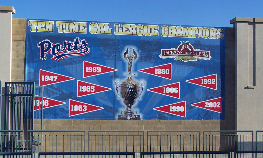 Large Banner at Stockton Ports baseball stadium