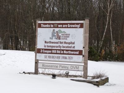 Temporary signage at Northwood Veterinary hospital