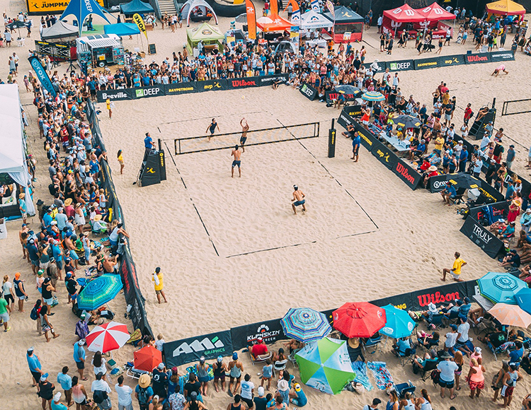 Softline Padded A-frames at the AVP pro volleyball beach tour. 