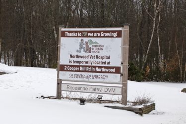 Temporary signage at Northwood Veterinary hospital