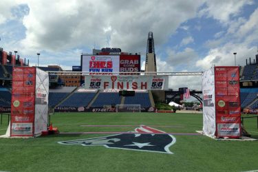 patriot place mesh banner truss frame signage